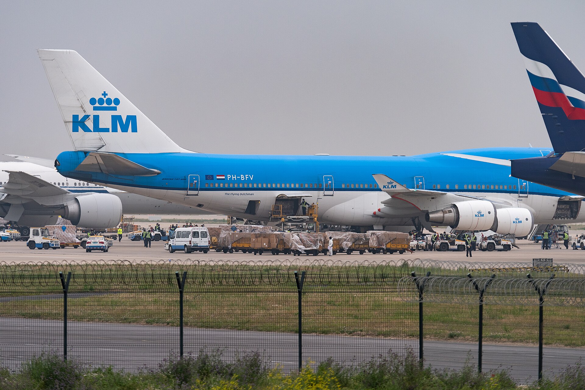 Cargo being loaded onto a cargo aircraft